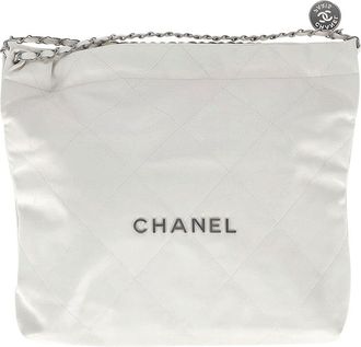 Chanel White Leather Shiny Quilted Small 22 (Authentic Pre-Loved)