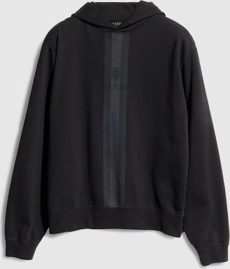 Gucci Cotton Hooded Sweatshirt With Muted Web, Size XXXL, Black