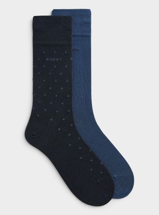 BOSS Mens Solid/dot bamboo dress socks 2-pack