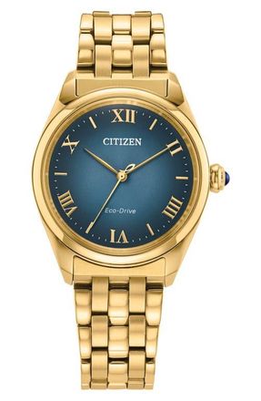 Citizen Classic Goldtone Bracelet Watch, 33mm in Blue/Gold-Tone at Nordstrom