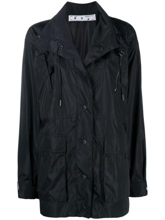Off-white Arrows buttoned raincoat - women - Polyamide - 38 - Black