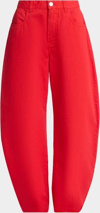 Alaia Tinted Denim Barrel-Leg Pants