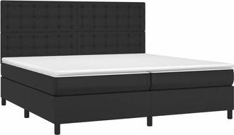 vidaXL Vidaxl - Cama Box Spring Colch&oacute;n Y Led Cuero Sint&eacute;tico Negro 200x200 Cm
