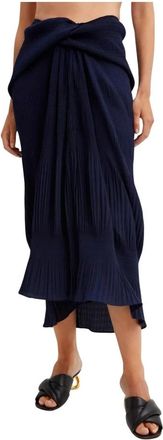 J.W.Anderson Gedrapeerde Maxi Rok - Dames - Midirokken - Blauw - 2XS - Polyester - Rokken