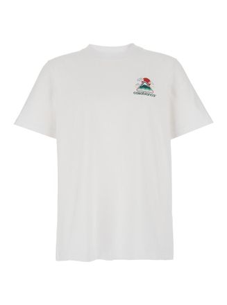 Casablanca White T-Shirt With Crewneck And Logo On The Front And Maxi Logo On The Back In Cotton Man