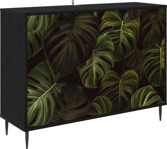 vidaXL Aparador Elburg Roble Negro 102 X 33 X 76 Cm Vidaxl