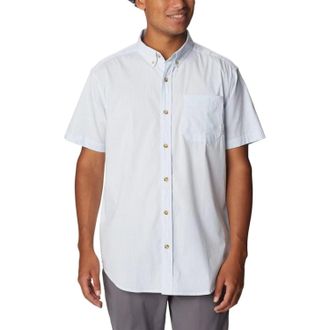 Columbia Rapid Rivers Shirt Men White Stripe Short Sleeve Button-Down FROG269