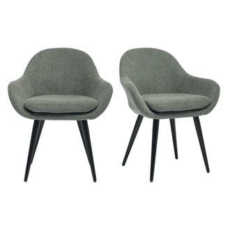 Moloo Silla de comedor de tela verde (x2)