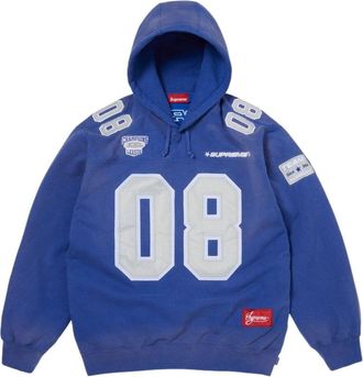 SUPREME SS26 Football Jersey Hooded Sweatshirt Royal SUP-SS26-349-ROY