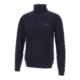 Sun 68 Turtlenecks, male, Blue, XL, Cable Knit Jumper
