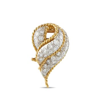 Luxury Bazaar 18K Yellow Gold 2.0ct Diamond Swirl Pendant MF18-071526