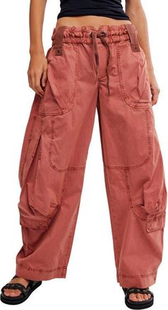 Free People Onset Cotton Twill Parachute Pants in Paper Lantern at Nordstrom, Size X-Small