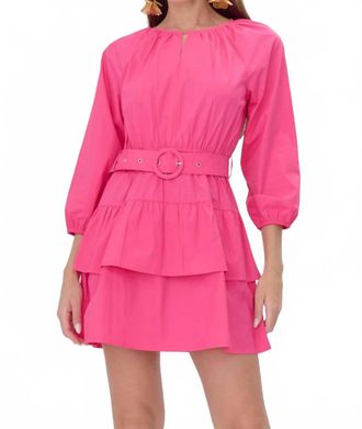 Adelyn Rae Trina Poplin Mini Dress In Fuchsia