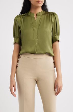 Anne Klein Crinkle Satine Top in Bay Leaf at Nordstrom, Size X-Small