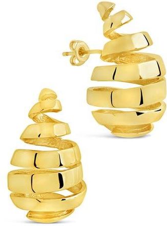 Sterling Forever Margot Ribbed Teardrop Stud Earrings in Gold at Nordstrom Rack