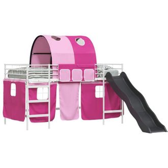 vidaXL KidsLoft Bed Frame White and Pink 79.5 x 200 cm Metal vidaXL