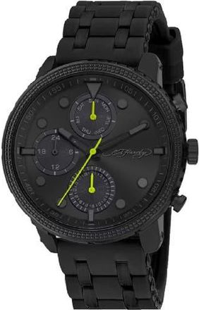 Ed Hardy Quartz Chronograph Silicone Strap Watch, 42mm in Black at Nordstrom Rack