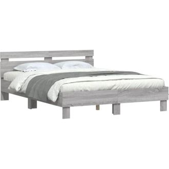 vidaXL Estructura De Cama Cabecero Y Luces Led Gris Sonoma 140x200 Cm Vidaxl