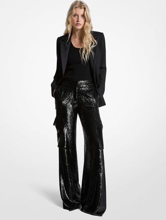Michael Kors Sequined Georgette Cargo Pants