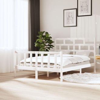 Berkfield Home Bed Frame White Solid Wood Pine 140x200 cm