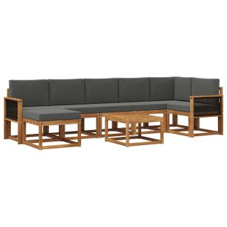 vidaXL Conjunto De Sof&aacute;s De Exterior 8 Pcs Natural Y Antracita Vidaxl
