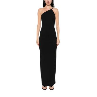 Solace London Gowns, female, Black, Size: 2XS Asymmetric One-Shoulder Pencil Dress