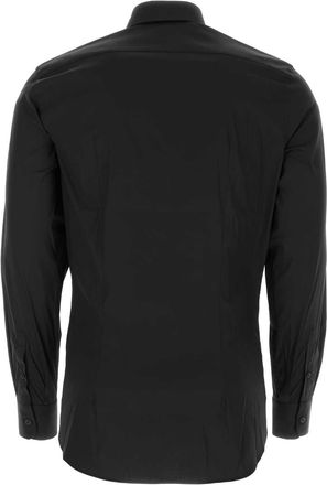 Prada Mens Stretch Poplin Shirt Black