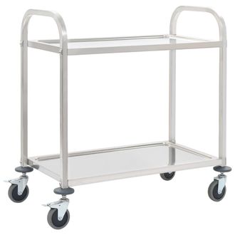 vidaXL Carrito De Cocina De 2 Alturas Acero Inoxidable 96,5x55x90 Cm Vidaxl