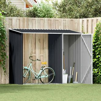 Berkfield Home Durable Garden Firewood Shed Anthracite 245x98x159 cm Galvanised Steel in Charcoal | Size: 245 x 98 x 159 cm