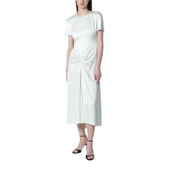 Victoria Beckham Midi Dresses, female, Blue, Size: XS Gathered Detail T-Shirt Midi Dress