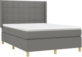 vidaXL Vidaxl - Cama Box Spring Colch&oacute;n Y Luces Led Tela Gris Oscuro 140x190 Cm