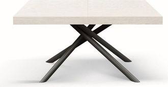 Konte Design Mesa de madera, blanco ceniza, base antracita, ext.140x90-220x90cm