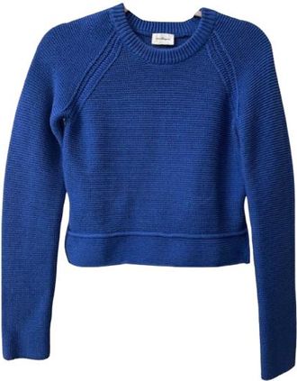 Ferragamo Ferragamo Blue Cotton/Silk Blend Sweater Size S