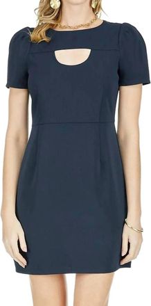 Jade Yoga Short Sleeve Keyhole Mini Dress In Midnight