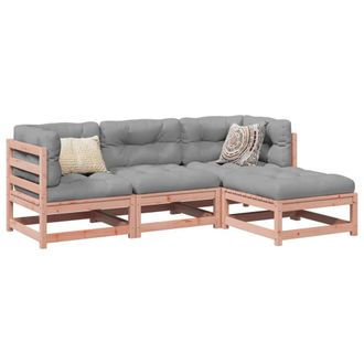 Berkfield Home 4 Piece Garden Sofa Set Solid Wood Douglas Fir in Brown