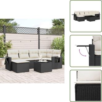 vidaXL Cuscini da giardino - vidaXL Set Divani da Giardino con Cuscini 7pz Nero Polyrattan - Arredo da esterno