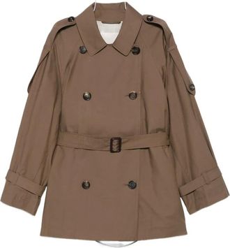 Max Mara Jassen, Dames, Bruin, S, Katoen, Caroline Korte Trenchcoat