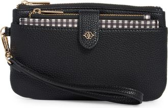 Nanette Lepore Faux Leather Wristlet with Card Case in Black /Gingham Bows at Nordstrom Rack