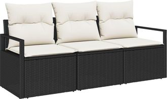 vidaXL Vidaxl - Garden Sofa Set with Cushion with Storage 3 pcs Black, Cream
