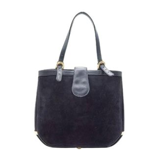 Gucci Pre-owned Handbags, female, Blue, Size: ONE SIZE Pre-owned Vintage Horseshoe Detail Suede Handbag