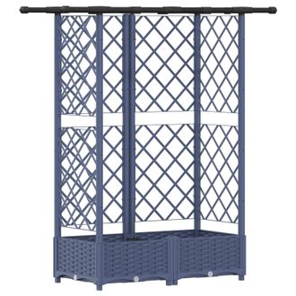vidaXL Cama Elevada Con Trellis Y Techo Gris 124 X 40 X 123 Cm Pp Vidaxl
