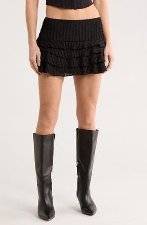 Motel Carlota Crinkled Miniskirt in Jet Black at Nordstrom Rack, Size Xx-Small