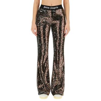 Palm Angels Flare Fit Wijde Broek - Dames - Wijde Broeken - Veelkleurig - S - Polyester - Broeken