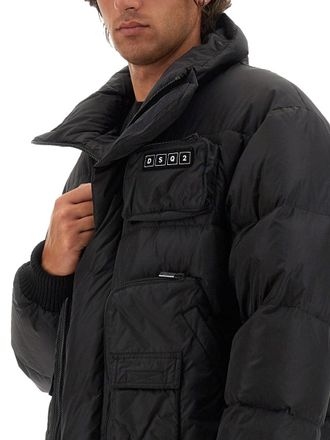 Dsquared2 Logo-Embroidered Polyamide Down Jacket - Black