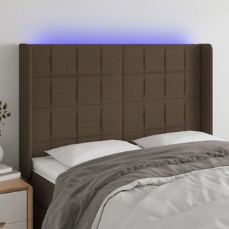 vidaXL Cabecero Con Led De Tela Marr&oacute;n Oscuro 147x16x118/128 Cm Vidaxl