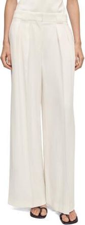 Mango Pleated Straight Leg Suit Pants in Off White at Nordstrom Rack, Size 8