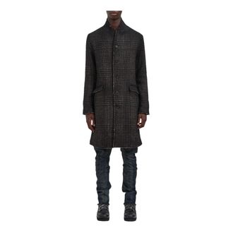 Avant Toi Single-Breasted Coats, male, Brown, M, Checked Coat