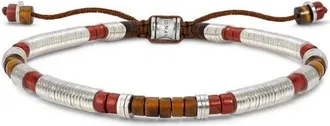 Jonas Studio Mens Judson Sterling Silver & Bead Bracelet in Sterling Silver/brown at Nordstrom