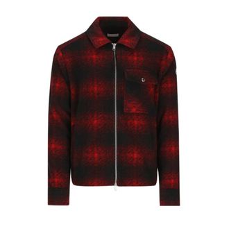 Moncler Chaqueta Camisera con Logo a Cuadros - Jackets - Hombre - Rojo - L