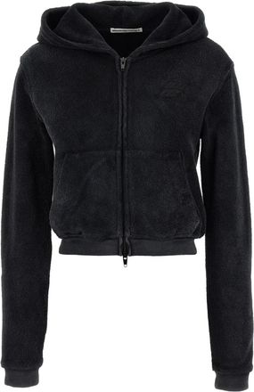 Alexander Wang logo-embroidered zip-front hoodie - Black